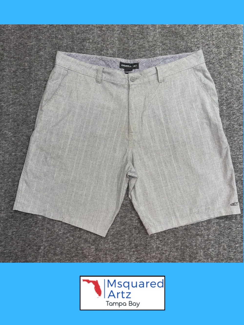 O'Neill Men's Hybrid Shorts Gray Size 40 Casual Stretch Flat Front Walk Shorts